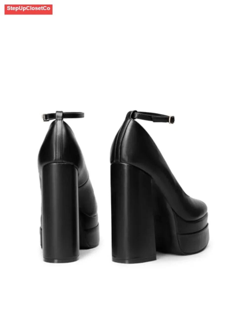 Mary Jane Platform Heel Pumps with Chunky Heel